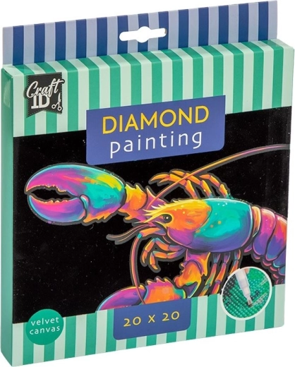 Pintura de diamantes Craft ID sobre lienzo de terciopelo – langosta 20 × 20 cm