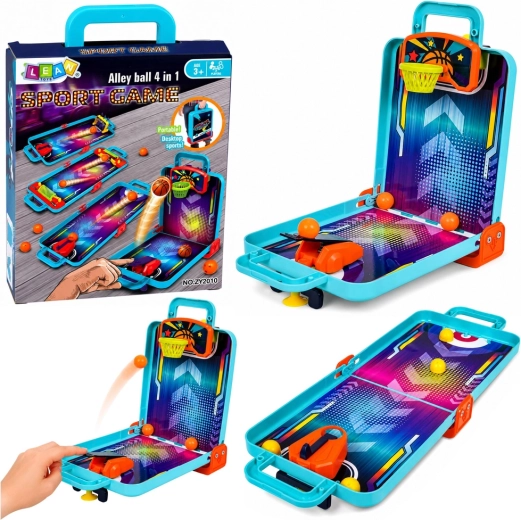 Mini juego de mesa 3 en 1: baloncesto, pinball y bolos en maletín portátil - 1 pieza