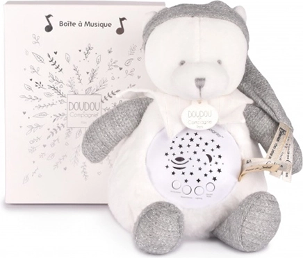 Doudou et Compagnie luz nocturna musical con proyección de estrellas osito gris – set de regalo