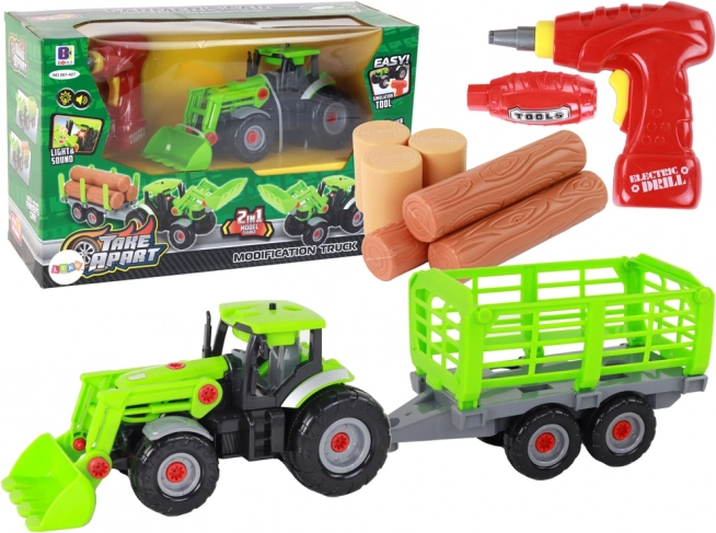 Tractor con remolque para montar DIY con destornillador