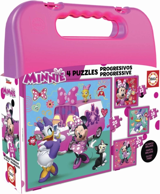 EDUCA puzzle en maletín Minnie y Daisy 4 en 1 para niños