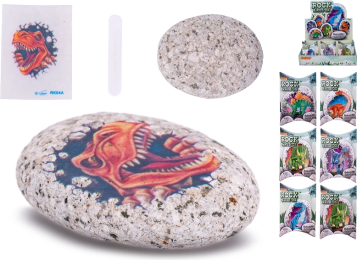 Piedra con pegatina de dinosaurio para niños