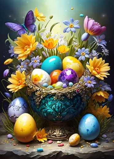 Puzzle Huevos de Pascua y flores 500 piezas BLUEBIRD