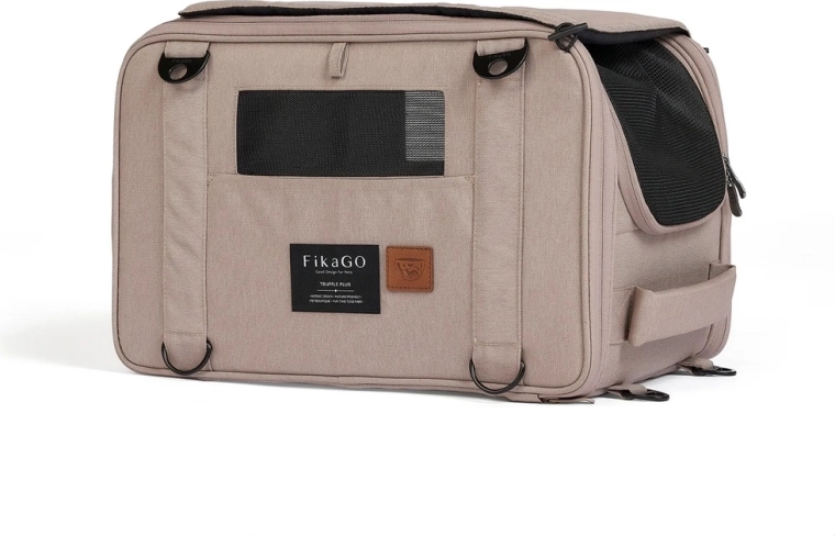 Transportín de viaje FikaGo Truffle Plus Sandy Beige para perros y gatos