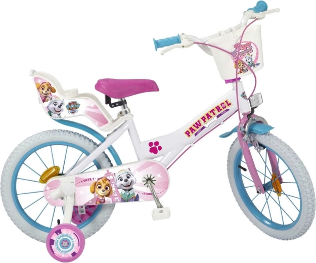 Bicicleta infantil Toimsa PAW Patrol 16" blanco‑rosa