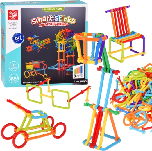 Juego de construcción Smart Sticks – varillas y conectores, 300 piezas