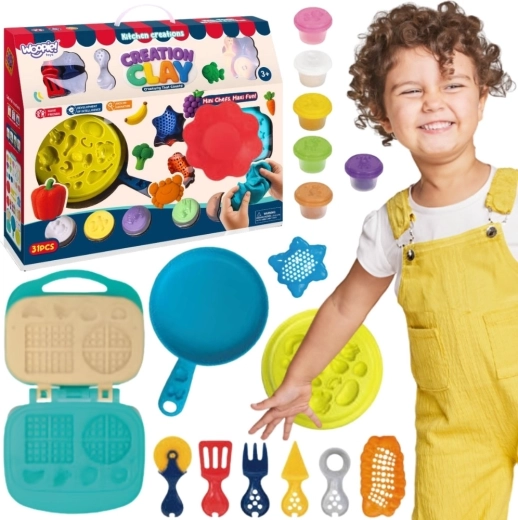 Woopie Creation Clay set de plastilina con gofrera y accesorios de cocina (39 piezas)