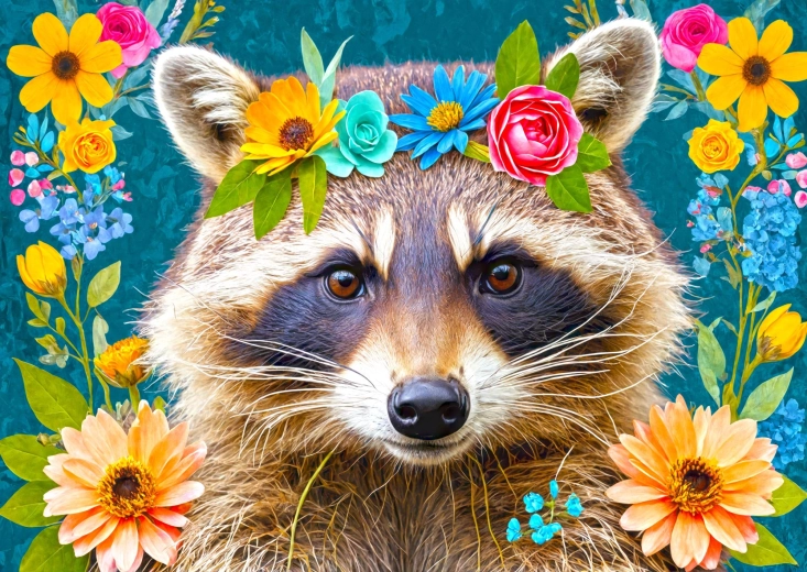 Puzzle ENJOY mapache floral de 1000 piezas
