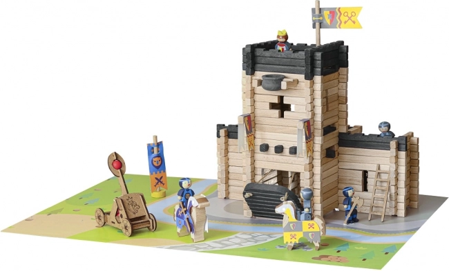 Jeujura kit de construcción de madera – castillo con catapulta, 270 piezas