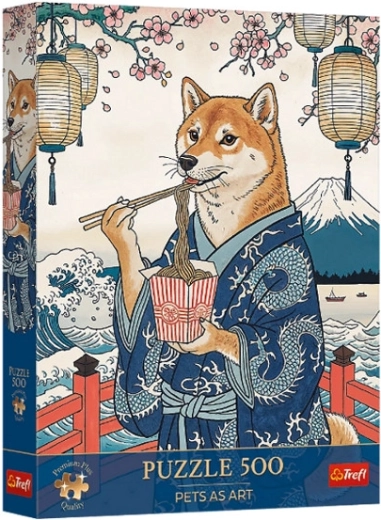 Puzzle Trefl Premium Plus Pets as Art: Meditación de fideos de Shibina 500 piezas