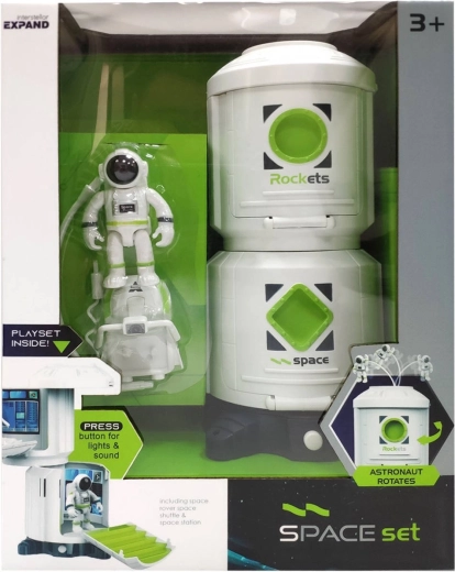 Set de juego de estación espacial con astronauta, luz y sonido