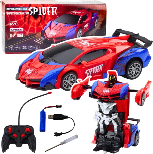 Coche teledirigido Robot Spider 2 en 1 con luces y sonidos