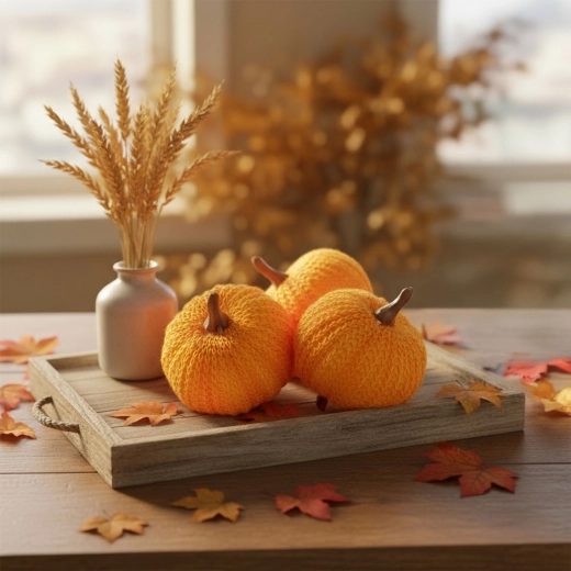 Decoración otoñal de calabazas con clip, naranja, 3 unidades