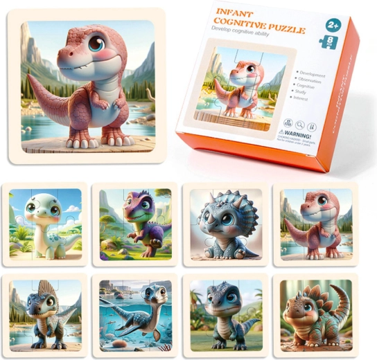 Puzzle de madera dinosaurios, 8 piezas
