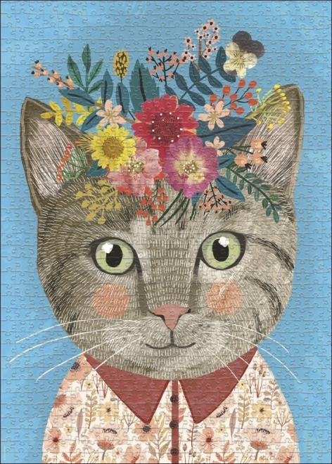 Puzzle HEYE Floral Friends: Hermoso gatito 1000 piezas