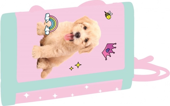 Cartera textil infantil con motivo de mascotas