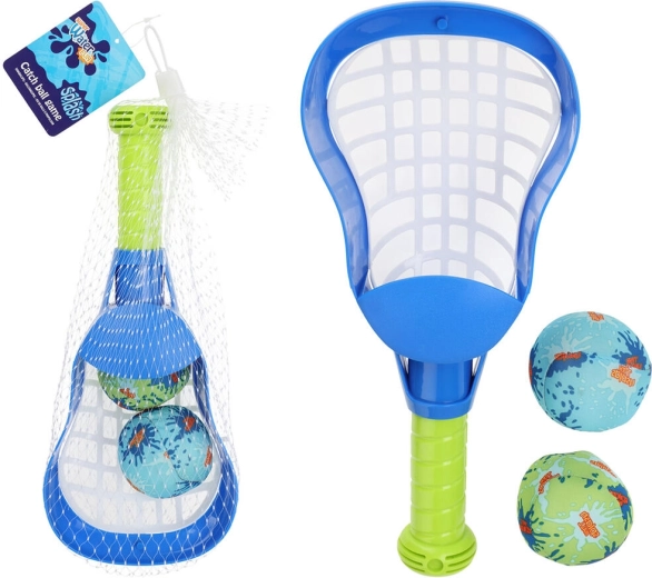 Set de lanzamiento estilo lacrosse: palo y 2 pelotas