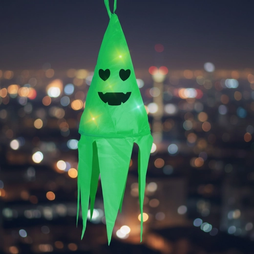 Decoración colgante luminosa de Halloween con forma de fantasma verde