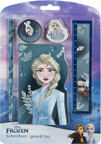 Set escolar FROZEN – lápiz, goma, regla, bloc de notas (5 uds.)