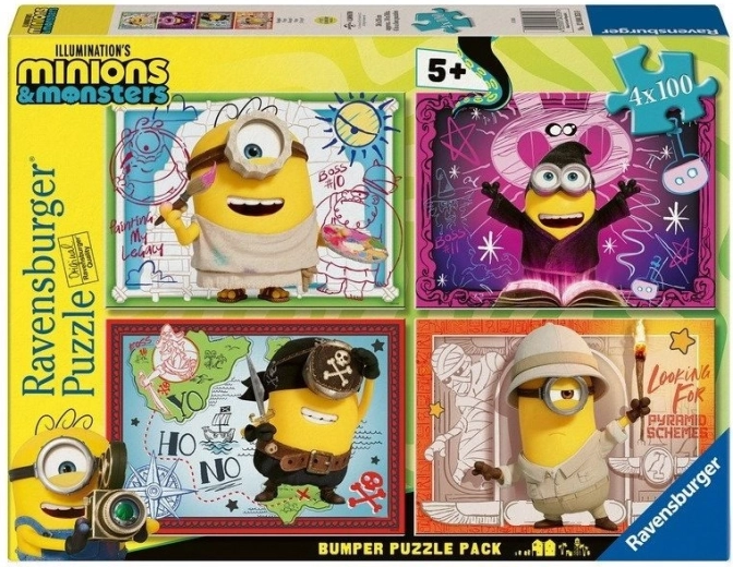 Puzzle Ravensburger Minions y monstruos 4x100 piezas