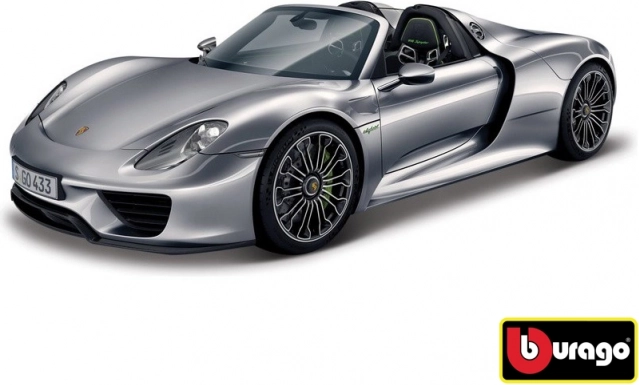 Modelo metálico de coche 1:24 Porsche 918 Spyder gris metalizado