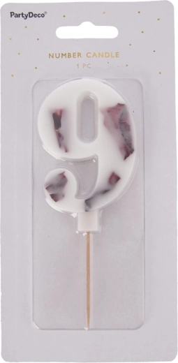Vela para tarta blanca con forma de flor – número 9, 8 cm