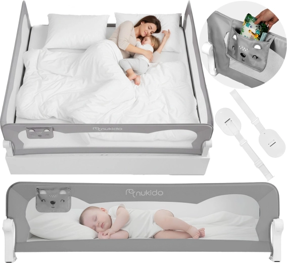 Barrera de protección para cama 200 cm Nukido – gris