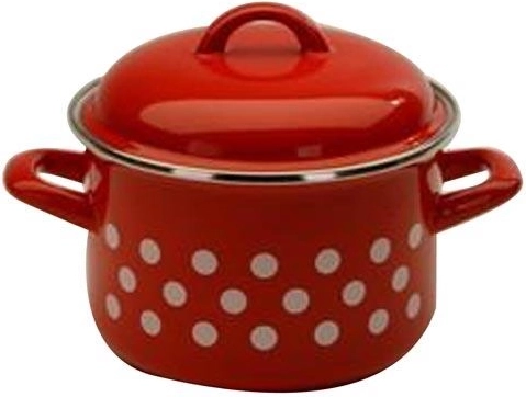 Olla esmaltada con tapa Puntík, 18 cm, 3 l, roja