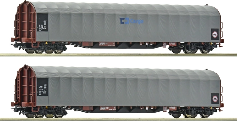 Roco set de 2 vagones de cuatro ejes con lona corredera Rils-y ČD Cargo (H0)