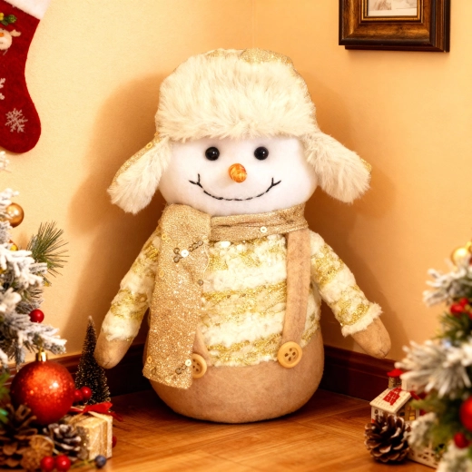 Decoración textil navideña de muñeco de nieve de 20 cm