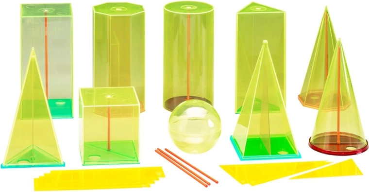 Wissner set de cuerpos geométricos transparentes, 38 piezas