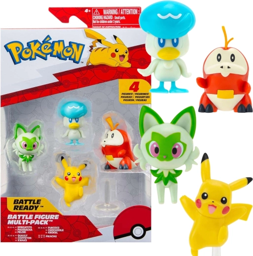 Outlet Pokémon Battle set de 4 figuras Pikachu, Krokorok, Sprigatito y Quaxly de 5 cm - 4 uds.