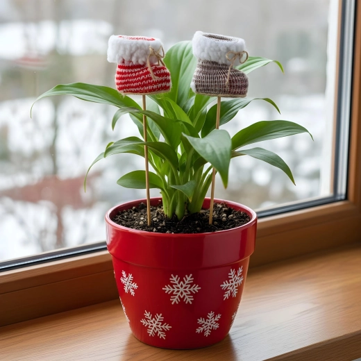 Decoración para pinchar con forma de bota de invierno - 1 unidad