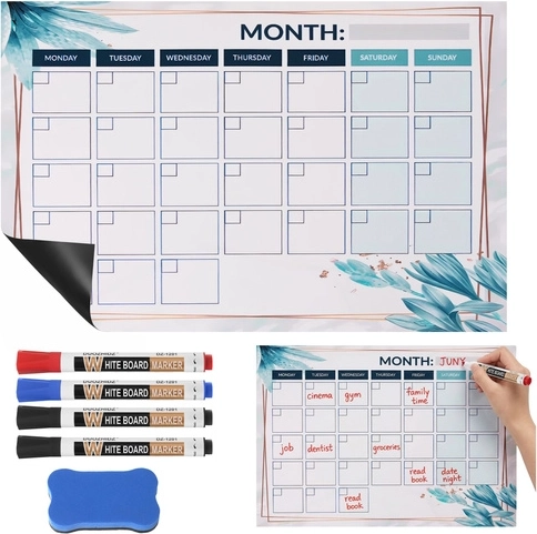 Planificador magnético para nevera RUHHY 30 × 40 cm, calendario de borrado en seco