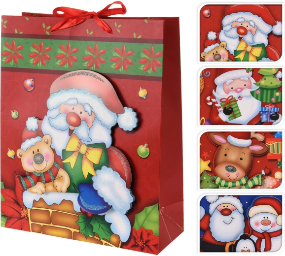 Bolsa de regalo navideña M 24 × 18 × 8 cm, mix de decoraciones