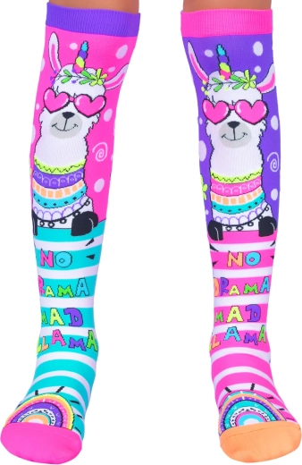Calcetines locos hasta la rodilla con motivo de llama MADMIA