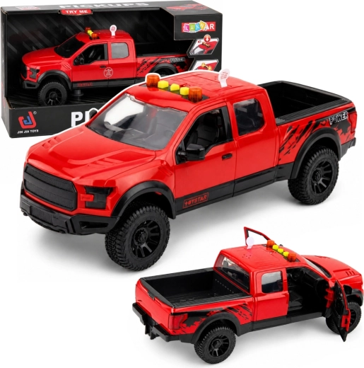 Pickup de juguete 1:12 rojo con luces, sonidos y puertas que se abren - 1 unidad