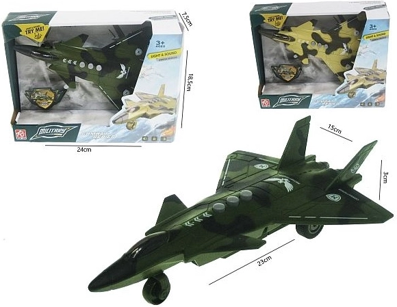 Avión militar con luz y sonido de 23 cm - 1 unidad