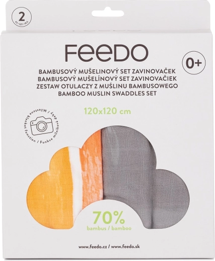 Arrullos de muselina de bambú Feedo, 2 uds, 120 × 120 cm con estampado de arcoíris para hitos