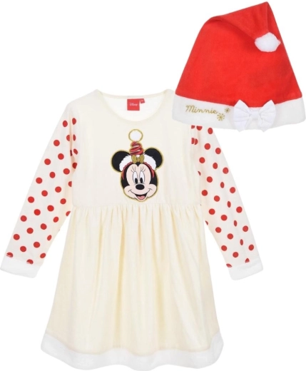 Conjunto navideño de vestido y gorro de Minnie Mouse – Talla 4