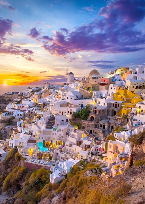 Puzzle Puesta de sol sobre Santorini 1000 piezas