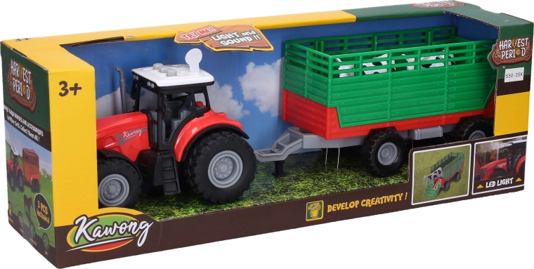 Tractor con remolque y efectos de luz y sonido de 36 cm