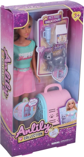 Muñeca con gato 30 cm - 1 unidad