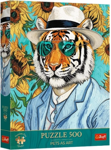 Puzzle Trefl Premium Plus Pets as Art: Señor Tigre y Girasoles 500 piezas
