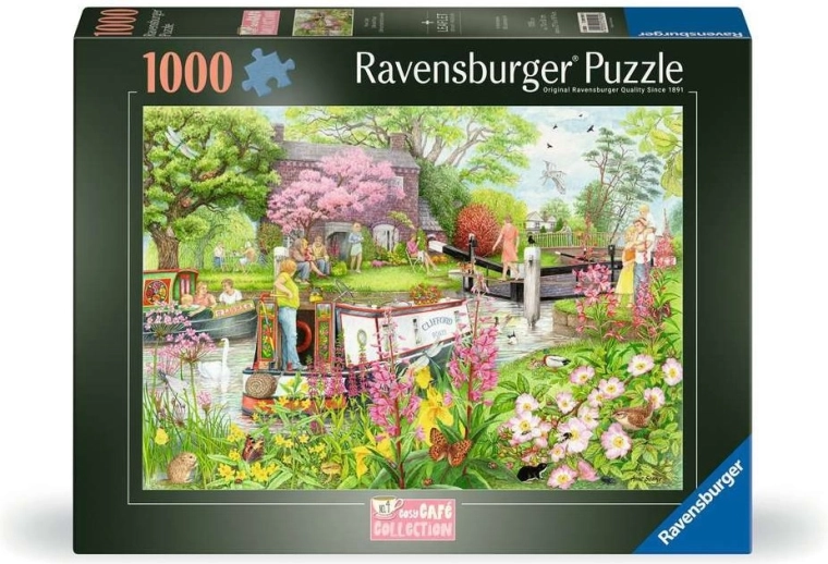 Puzzle Ravensburger Cosy Café Collection n.º 4: Cafetería junto al río 1000 piezas