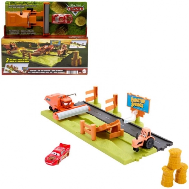 Huida de Frank con coches y personajes de la película Cars