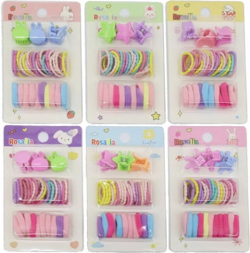 Set de accesorios para el cabello: gomas y pinzas