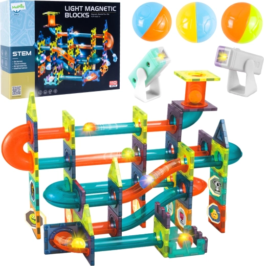 Juego de construcción magnético 3D con luz, 110 piezas