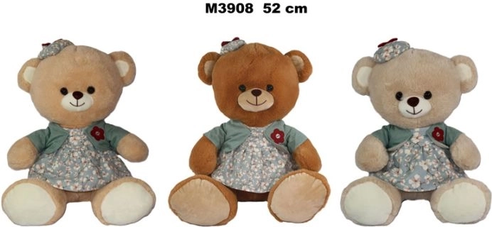 Oso de peluche con vestido de 52 cm - 1 unidad