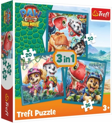 Puzzle 3 en 1 Patrulla Canina Paw Patrol Dino Movie isla de dinosaurios